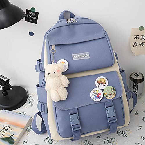 Conjunto combinado de mochila 4 unidades de lona com urso de pelúcia Kawaii com alça de ombro e bols