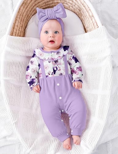 Newborn Baby Girl Clothes Fall Winter Outfits Ruffle Crew Neck Romper Onesie Long Sleeve Jumpsuit Coming Home Outfit2