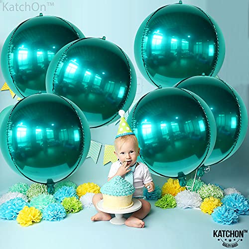 Image of KatchOn, Metallic Emerald Green Balloons - Big 22 Inch, Pack of 6 | Dark Green Mylar Balloons, Emerald Green Foil Balloons for Emerald Green Party Decorations