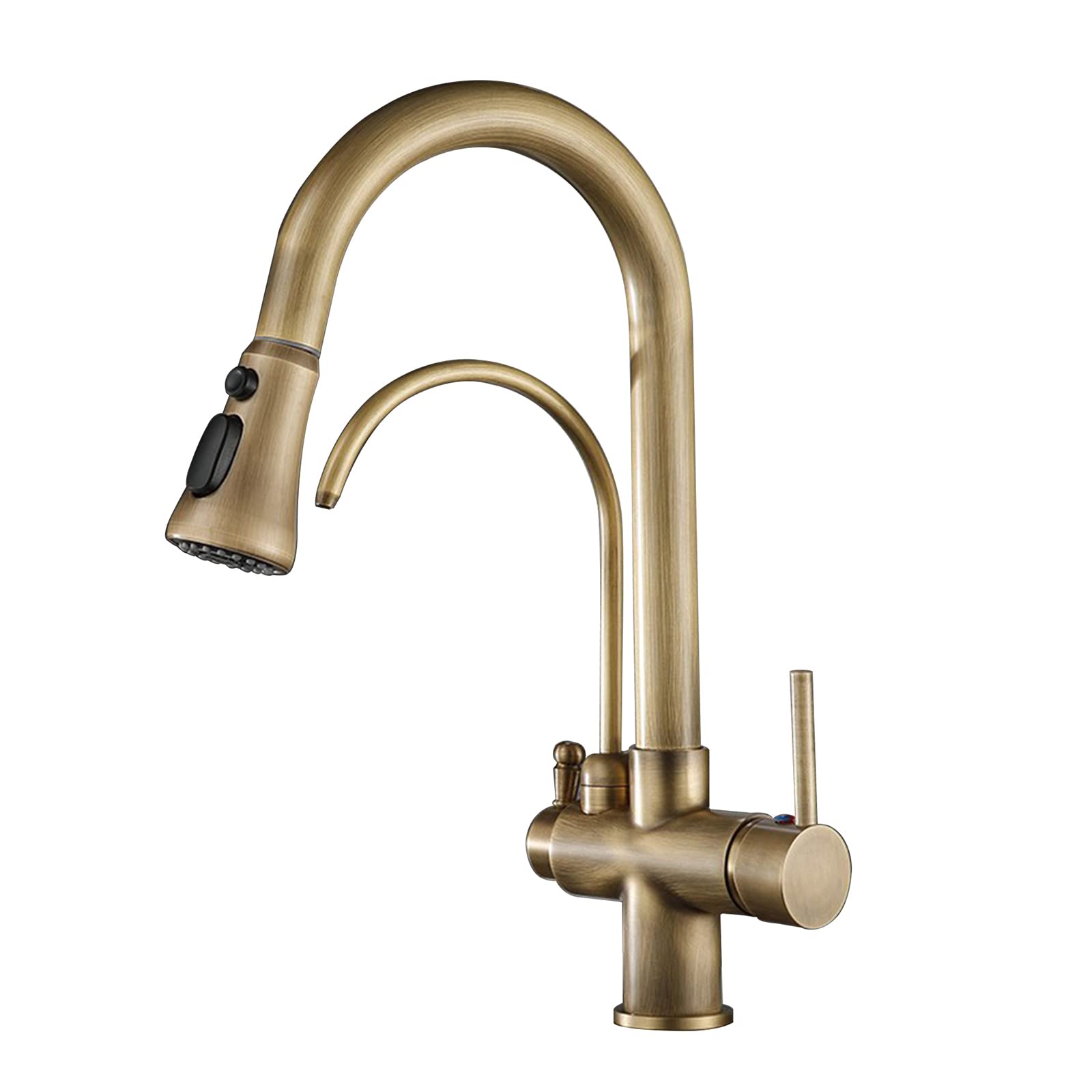 ZYCHSJXA Kitchen Bath Taps3 Way Filter Tap for Sink Mixer with Pull Out Spray 360 Degree Swivel Spout Flexible Faucet Sprayer Drinking Purifier Water A