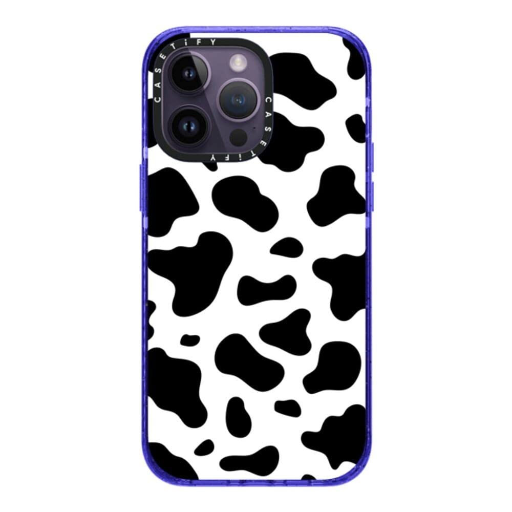 CASETiFY Impact iPhone 14 Pro Max Case [4X Military Grade Drop Tested / 8.2ft Drop Protection] - Cow Print - Peri Purple
