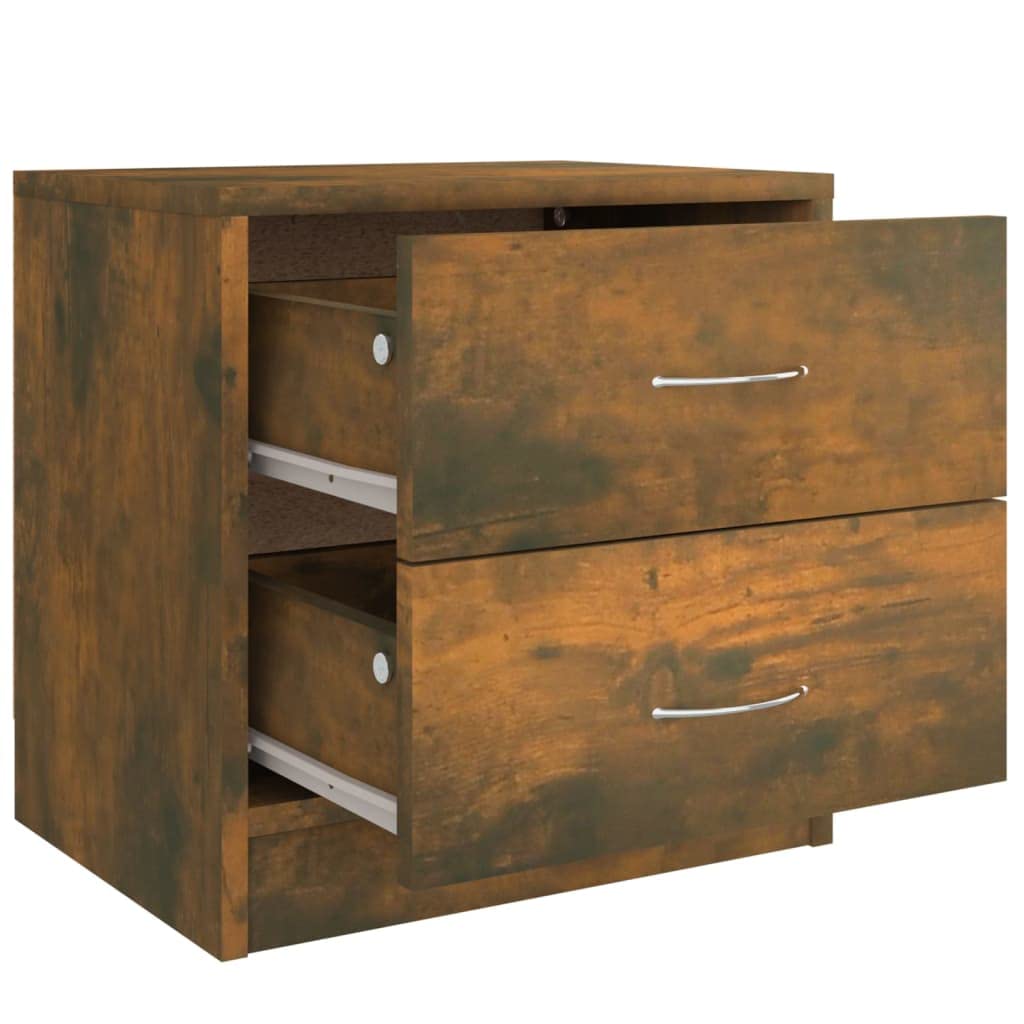 Générique Stół nocny Chene Fume 40x30x40 cm Drewno Ingenierie | 2 szuflady do przechowywania, dekoracja powierzchni wyświetlacza, odporność na wilgoć, do użytku w salonie