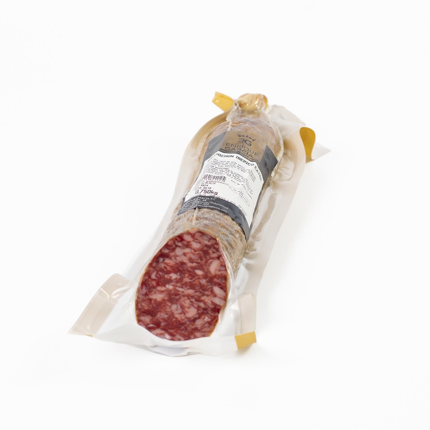 ENRIQUE GARCÍA - Surtido Embutido Ibérico, Caja Regalo con Medio Chorizo y Salchichón Extra, Medio Lomo de Cebo de Campo 75% Ibérico 650 g Aprox Cada Uno
