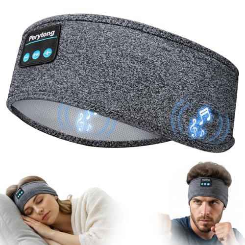 Image of Perytong Sleep Headphones Bluetooth 5.4, Sleeping Headphones with Built-in Stereo Speakers, Wireless Earphones for Comfortable Sleep Listening, Soft & Sweat-Proof Sports for Workout