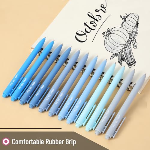 Image of Mr. Pen- Retractable Gel Pens, 12 Pack, Black Ink, Sky Blue Barrel | Fine Point 0.5mm, Fast Dry, Smooth Writing, Cute Pens for Drawing, Writing Planner and School Supplies