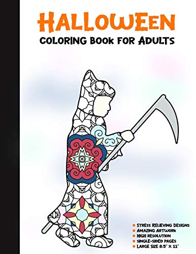 Halloween Coloring Book for Adults: 50 Halloween Illustrations Printed On One Side, Safe For Markers | Fun Craft Activity Gift | Stress Relieving Designs (Spooky House)