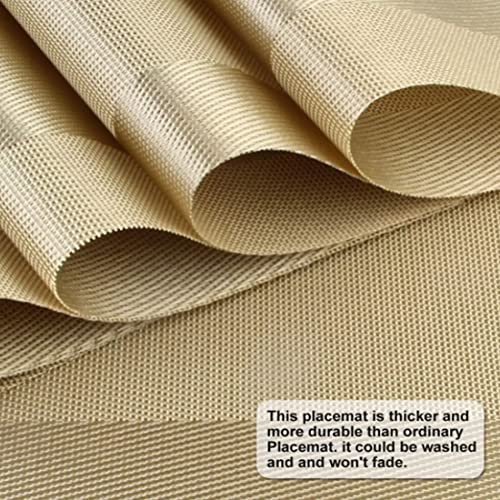 Placemats Set Of 6, Placemats Place Mats For Kitchen Dining Table, Heat-Resistant Anti-Skid Stain Washable Pvc Table Mats, Easy To Cleaning Woven Vinyl Dinner Mats,12 X 18 Inch (Gold)… #TOP3