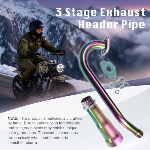 Image of Upgraded 3 Stage Exhaust Header Pipe Colorful,For Predator 212cc 196cc Go Kart& Mini Bike, For Coleman Powersports CT200U,CT200U-EX,BT200X, For Honda GX160,GX200