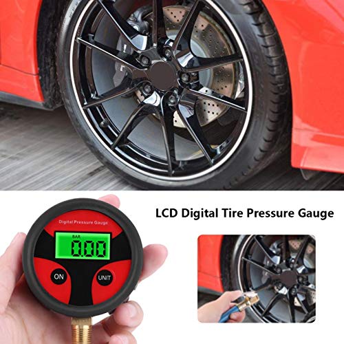 Manomètre Digital Pneus EBTOOLS - Pistolet Gonflage/dégonflage, écran LCD, 0-220 Psi