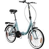 AGON Klappfahrrad 20 Zoll Faltrad Klapprad Fahrrad Cruiser 20" StVZO Beleuchtung (meerblau)