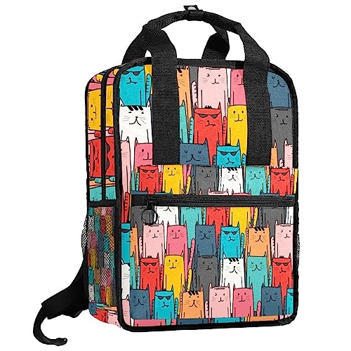 Cartable multicolore à carrés colorés pour l'école primaire