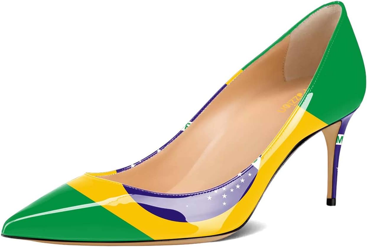 Pazzion Women Ladies Pointy Closed Toe Mid Heeled Pumps Comfort Slip On Stiletto Heels Casual Working Business Shoes Size 4-16 US