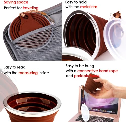 Image of Silicone Collapsible Travel Drinking Cup Reusable Small Portable Lightweight Folding With Lid Expandable Drinking Cup For Travel Outdoor Hiking Camping (PACK OF-1 /MULTICOLOR)
