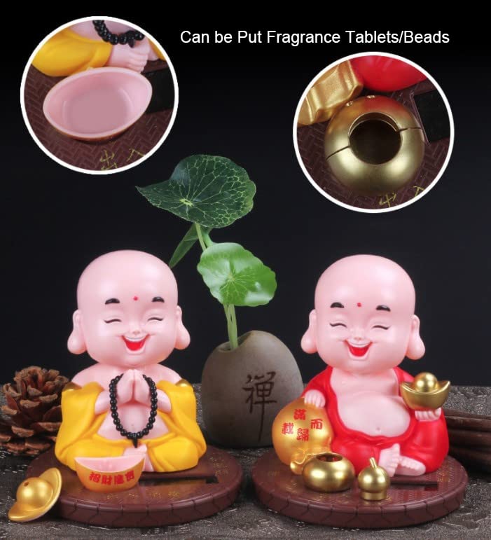 Laughing Buddha Statue, Feng Shui Solar-Powered Buddhist Monk