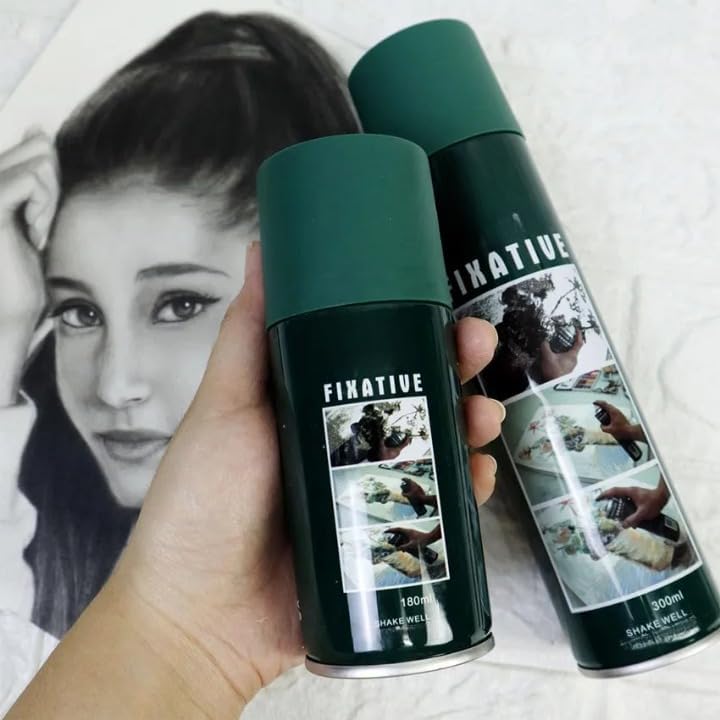 Professional Art Fixative Spray, Clear Matte Varnish for Oil Acrylic Pastel & Charcoal, Non-Yellowing Fast Dry Protective Artwork Sealer (300ml)