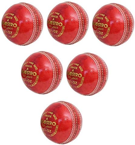 CW Maestro Red Leather Ball 4 Piece Cricket Balls Pack of 12 Weight -156gm