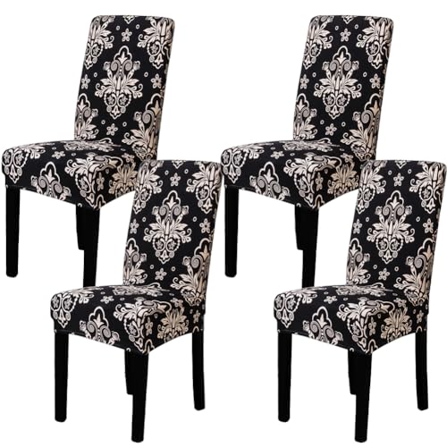 meioro Stretch Chair Covers for Dining Room Set of 4 Printed Parsons Chair Slipcovers Washable Removable Kitchen Chair Seat Cover Chair Protectors for Home and Party Slipcover Style C