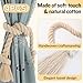 4 Pcs Hand Woven Curtain Tiebacks No Drilling - Boho Drape Holdbacks Rope for Black Blue Light Color Curtains, Decorative Ties for Outdoor Yard Garden Farmhouse Drapery, Beige