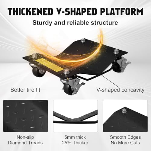 Black Wheel Dollies Set of 2,Car Moving Dolly Heavy-Duty, Car Dolly Set for Moving Vehicles Trailers, Motorcycles, and Boats,Vehicle Dolly