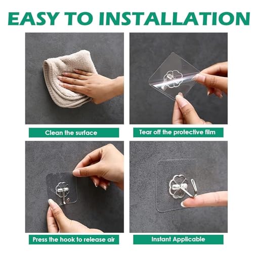Image of Strong Adhesive Wall Hooks (Set of 10) | Heavy Duty Waterproof No Drill Wall Hangers | Self Adhesive Hooks for Towel, Keys, Bags, Kitchen, Bathroom, Bedroom & Home