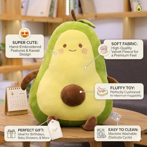 Image of 40cm Fur Green Avocado Shaped Pillow Stuffed | Car Cushion | Avocado Nursery Decor Home Decor for Bedroom Soft Pillow with Arm & Leg, Stuffed Soft Toy Doll for Home, Car Dcor, Birthday Gift