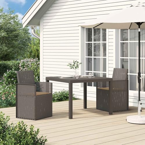 mzdioop Sillas de comedor de jardín, 2 unidades, color gris claro y topo, polipropileno, resistentes a la intemperie, plegables, con respaldo y reposabrazos, para terraza, balcón, exterior, 53 x 47 x