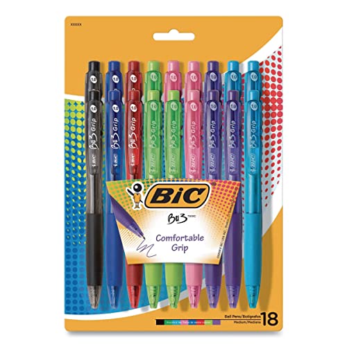 BIC BICWX7ST272AST BU3 Retractable Fashion Ballpoint Pen - Medium - Pack of 18