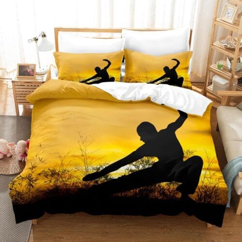 Housse de couette 140x200 jaune en microfibre respirante pour un lit facile à border