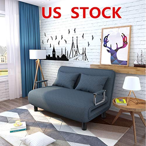 Sayhi Twin Size Folding Sofa Bed Convertible Sofa Bed Sofa Portable Sleeper Chaise Lounges with Detachable Armrest,Arm Chair Sleeper Leisure Recliner Lounge Couch (Blue) - Thumbnail 2