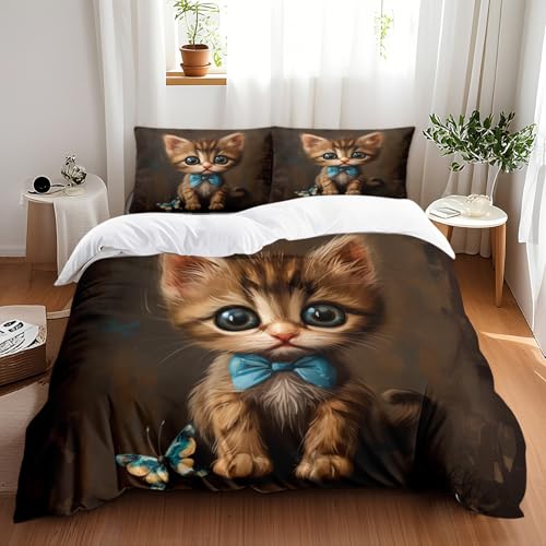 Housse de couette chat 240x260 pour cocooning à deux en hiver