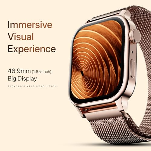Image of Fire‑Boltt Rise Round Smart Watch 1.85″ HD Display with Bluetooth Calling, Rotating Crown, AI Voice Assistant, SpO2 & Heart Rate Monitor,120+ Sports Modes, IP67 Waterproof Metal Smartwatch - Rose Gold