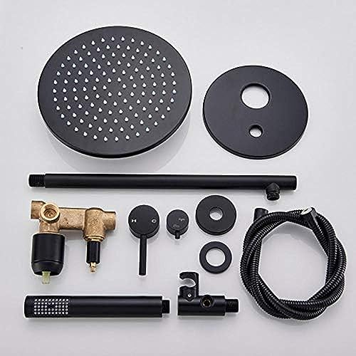 Ensemble de douche en laiton noir avec mitigeur de dérivation et douchette - 8