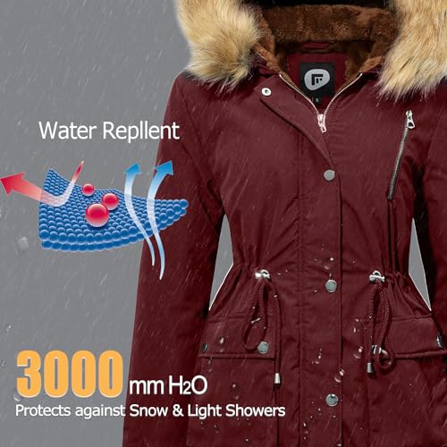 Women's Fur Hood Winter Parka Thicken Winter Jacket Coat Hooded Puffer Coat with Removable Fur Trim4