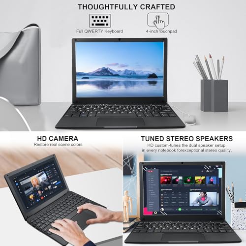Image of Portable Mini Education Laptop Computer with in tel Celeron N4020 CPU 8GB RAM 128GB SSD HD IPS Screen, Laptop Computer for Learning, Office Work (Gray)