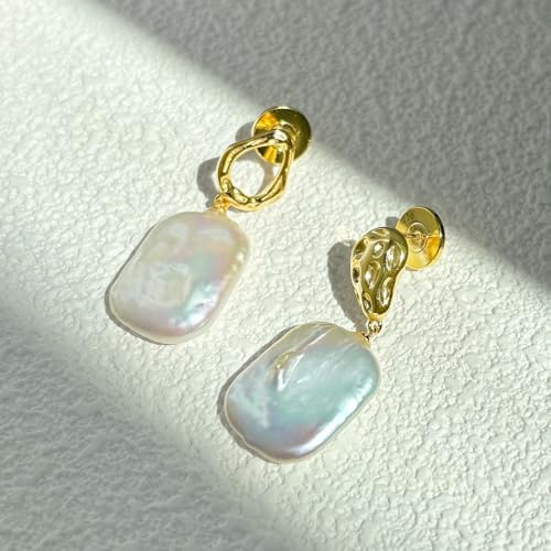 Freshwater Baroque Pearls 14K Gold Earrings for Women,Gold Hypoallergenic Drop Earrings and Hoop Earrings for Women,Charms for Jewellery Used to Daily Wear,Festival Gifts4