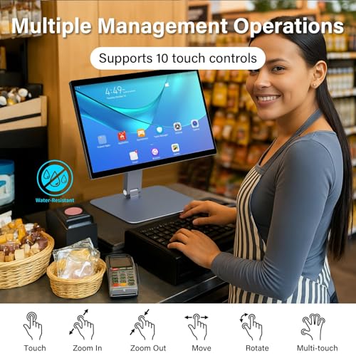 Image of 15.6 inch All in One Industrial Desktop Computer, Fanless N5095 Win 11 Pro Touchscreen Panel PC 8GB RAM, 128GB ROM Tablet PC Panel with Swivel Mount, FHD Display IPS 1920 * 1080
