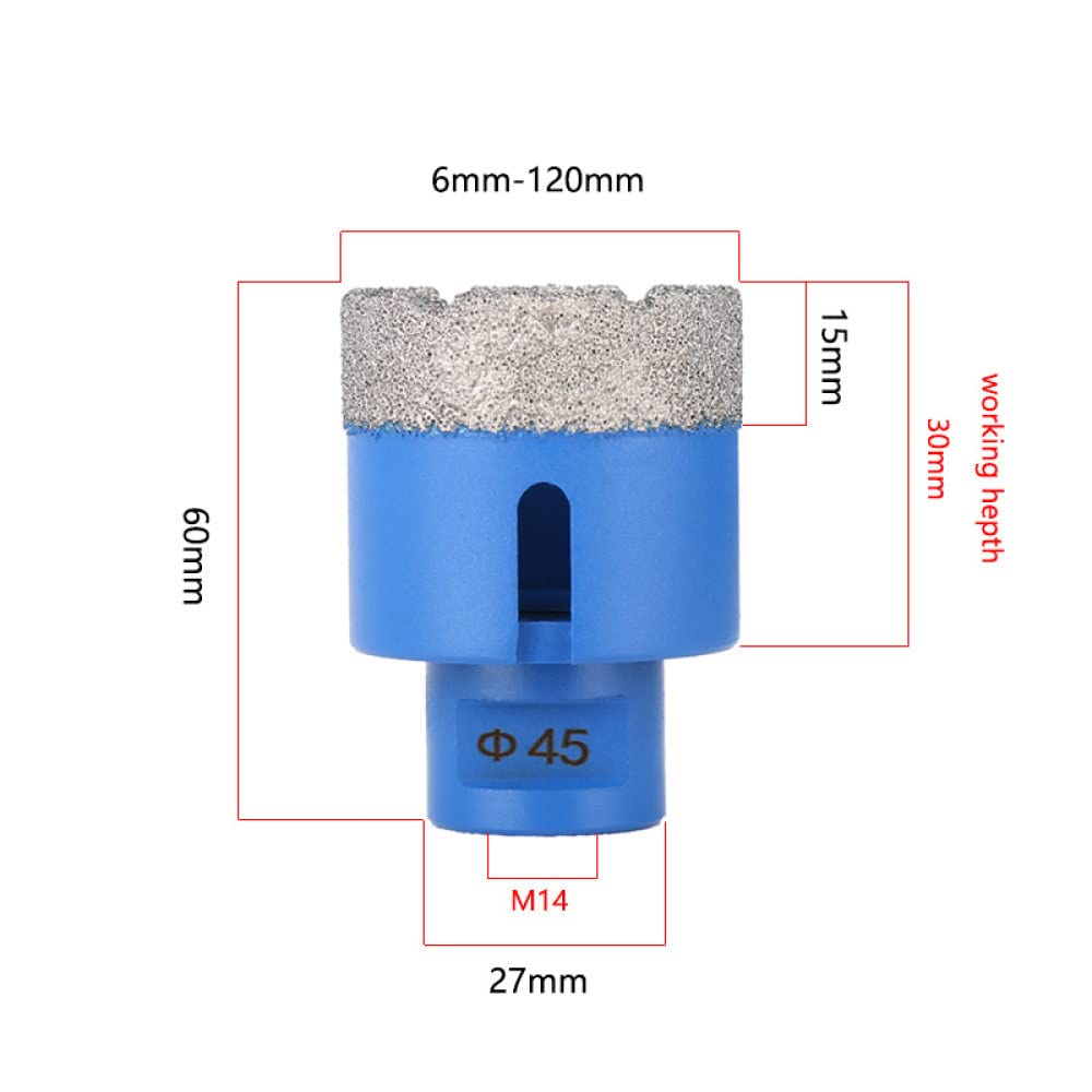 6-120 mm M14 Rosca Soldada al vacío Brocas de perforación de diamante en seco Brocas de perforación para baldosas de cerámica Sierra perforadora Granito Mármol Porcelana Ladrillo Taladro de piedra,