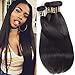QTHAIR 10a Virgin Hair Indian Straight Human Hair Extensions (24 26 26 26inch,400g,Natural Black) 100% Unprocessed Indian Straight Human Hair Wave Bundles