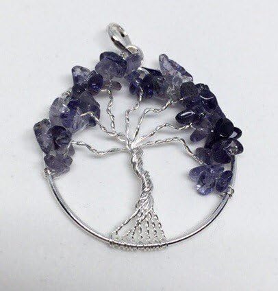 Blue Iolite Tree of Life Pendant Gemstone Charm | 1.5"…