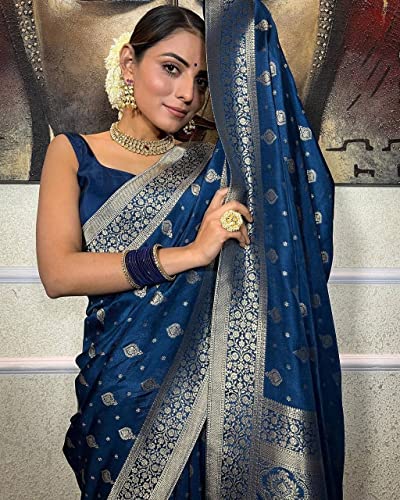 Image of Avantika Fashion Women's Classy Kanjivaram Soft Lichi Silk Banarasi Saree With Blouse Piece