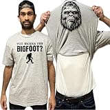You Wanna See Bigfoot Flip Shirt - Funny Sasquatch Face T-Shirt Flip Tee, Small Grey