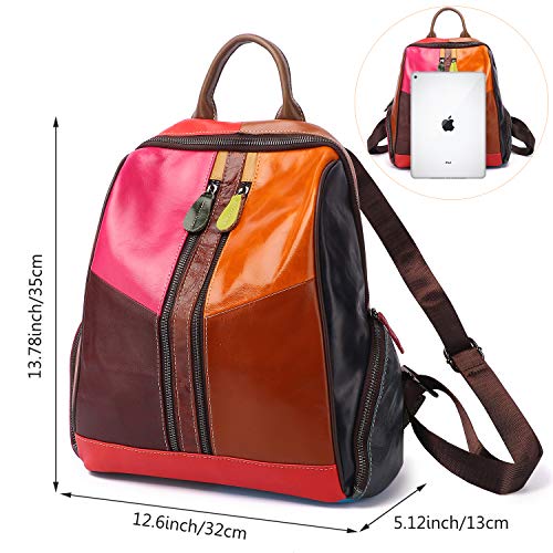 Segater Fashion Women Multicolor Backpack Genuine Leather Colorful Patchwork Shoulder Bag Bohemian Style Handbag #TOP1