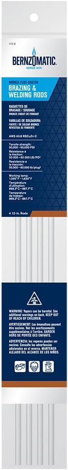 Bernzomatic WB5 Bronze Flux Coated Brazing/Welding Rod, 4Piece