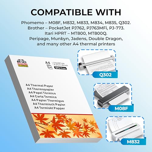 Double Dragon A4 Thermal Printer Paper, White, A4, 100 Sheets - Image 3