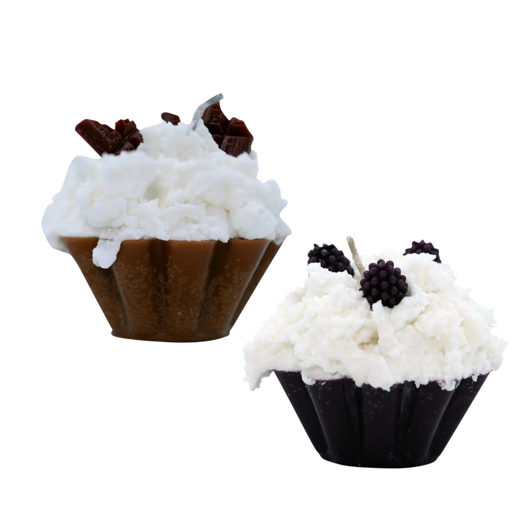 HOME BOUTIQUE Scented Wax Blend Candles | Aromatic Combo of Cupcake Candles for Restaurant Bar and Home Decorative Candles with Burning time Upto 5 Hours (Coffee and Choclate)