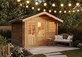 Alpholz Gartenhaus Palermo Gartenhaus aus Holz, Holzhaus mit 28 mm Wandstärke, Blockbohlenhaus, Natur