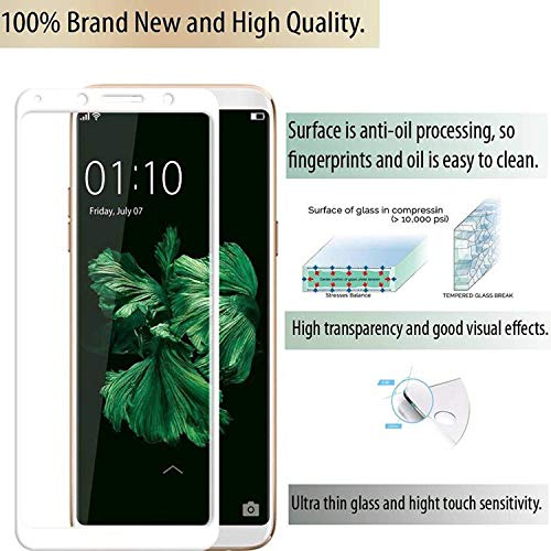 Image of Screen Protector for Oppo F5 / Realme 1 (White) Tempered Glass Edge-to-Edge 6D Screen Guard With Installation Kit