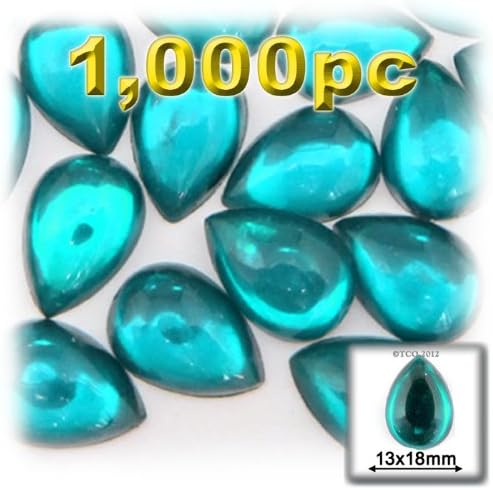 The Crafts Outlet 1000-Piece Loose Acrylic Flatback Cabochons Teardrop Beads, 13 by 18mm, Crystal Clear