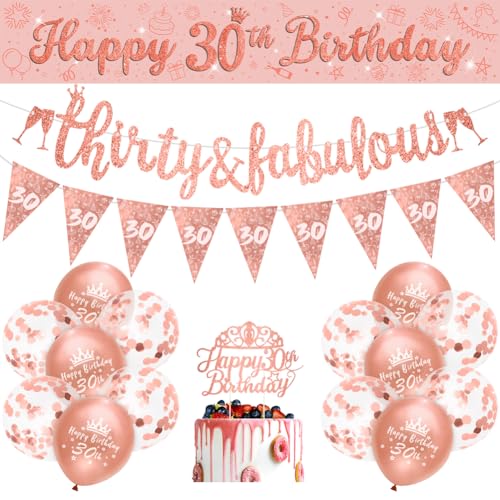 Womens 30th Birthday Decorations Rose Gold 30th Rose Gold Birthday Decorations Women Happy by RichMoho