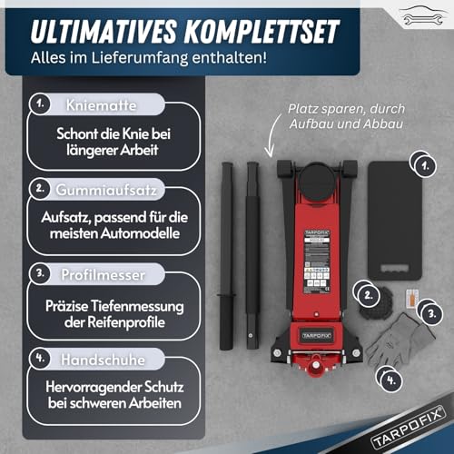 Tarpofix® Wagenheber 3t hydraulisch mit Doppelzylinder [FAZ Testsieger] – Ansicht 5